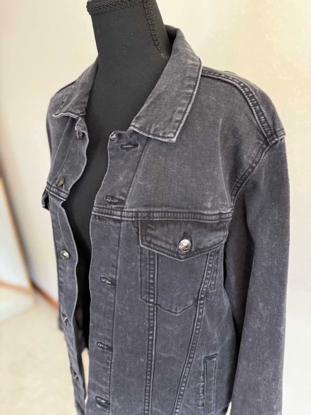 Black Denim Pop Art Graphic Jacket Ice Cream Statement Large - Picture 3 of 7